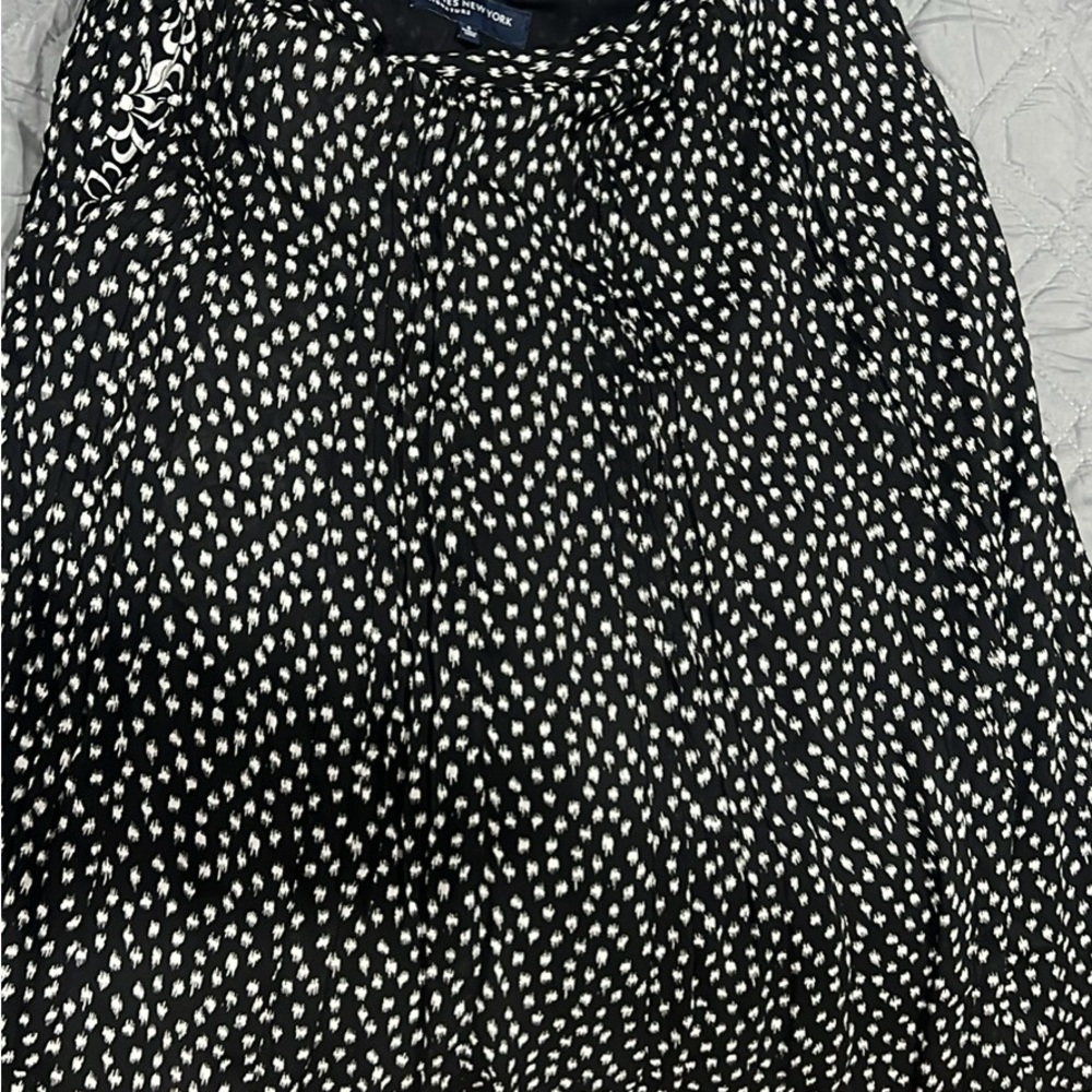 Jones New York Black and White Patterned A-Line Skirt